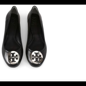 TORY BURCH BLACK REVA BALLET MESTICO FLAT SIZE 7.5